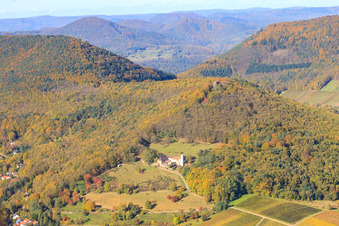 Bird's eye view of Slevogthof in Leinsweiler in the state Rhineland-Palatinate, Germany
