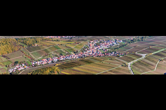 Panoramic perspective Village - view between wine yards in Ranschbach in the state Rhineland-Palatinate, Germany