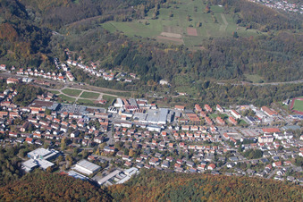Bird's eye view of Annweiler am Trifels in the state Rhineland-Palatinate, Germany
