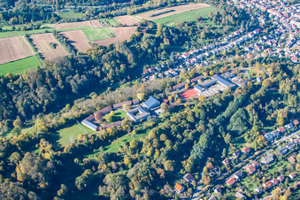 Aerial view of Private Trifels High School in Annweiler am Trifels in the state Rhineland-Palatinate, Germany
