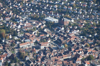 Oblique view of Annweiler am Trifels in the state Rhineland-Palatinate, Germany