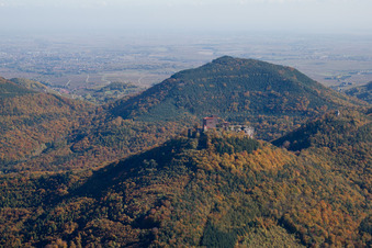 Oblique view of Trifels Castle in Annweiler am Trifels in the state Rhineland-Palatinate, Germany