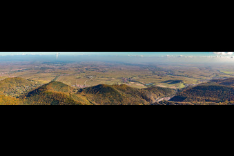 Haardt Panorama behind the Madenburg in Waldhambach in the state Rhineland-Palatinate, Germany