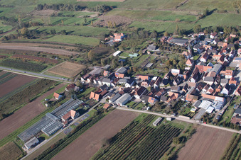Aerial photograpy of Village - view on the edge of agricultural fields and farmland in Winden in the state Rhineland-Palatinate, Germany