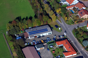 Aerial view of Schwind car dealership in Winden in the state Rhineland-Palatinate, Germany