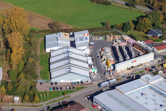 Union Building Center Hornbach Kandel in the district Minderslachen in Kandel in the state Rhineland-Palatinate, Germany seen from above