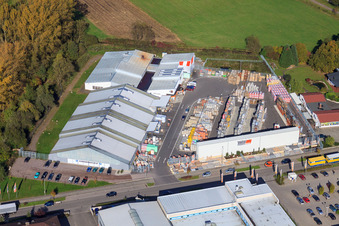 Bird's eye view of Union Building Center Hornbach Kandel in the district Minderslachen in Kandel in the state Rhineland-Palatinate, Germany