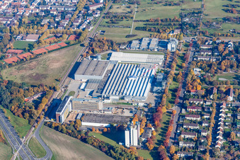 Building and production halls on the premises of the chemical manufacturers L'OREAL Produktion Deutschland GmbH & Co. KG in the district Nordweststadt in Karlsruhe in the state Baden-Wurttemberg, Germany