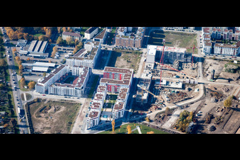 Oblique view of Kriegsstraße East in the district Südstadt in Karlsruhe in the state Baden-Wuerttemberg, Germany