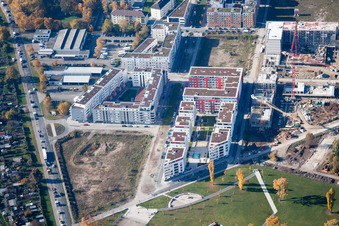 Kriegsstraße East in the district Südstadt in Karlsruhe in the state Baden-Wuerttemberg, Germany from above