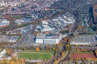 Aerial photograpy of Building of the store - furniture market XXL Lutz, MANN Management GmbH in the district Rintheim in Karlsruhe in the state Baden-Wurttemberg, Germany