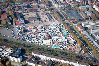 Aerial view of Measuring station in the district Oststadt in Karlsruhe in the state Baden-Wuerttemberg, Germany