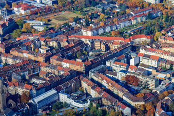 Aerial view of Gerwigstraße x Georg-Friedrich-Straße in the district Oststadt in Karlsruhe in the state Baden-Wuerttemberg, Germany