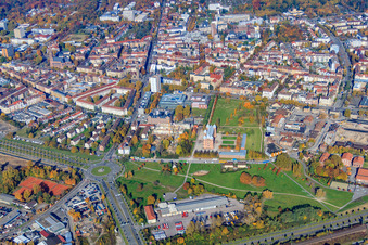 Gottesaue Castle and Otto Dullenkopf Park in the district Oststadt in Karlsruhe in the state Baden-Wuerttemberg, Germany