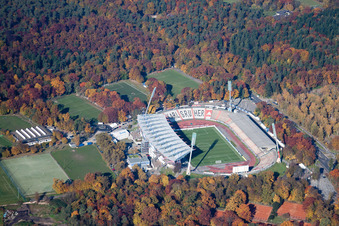 Aerial view of Football stadium of the football club Wildparkstadion des KSC in Karlsruhe in the state Baden-Wurttemberg