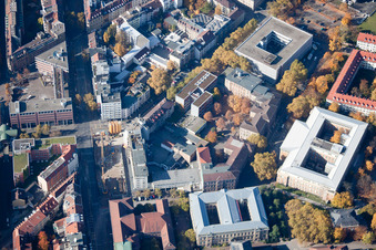 Aerial photograpy of KIT University in the district Innenstadt-Ost in Karlsruhe in the state Baden-Wuerttemberg, Germany