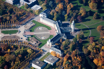 Aerial view of Grounds and park at the castle of Karlsruhe in Baden-Wuerttemberg