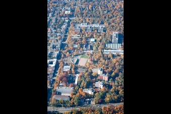 Aerial photograpy of University of Applied Sciences in the district Innenstadt-West in Karlsruhe in the state Baden-Wuerttemberg, Germany
