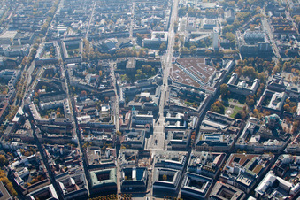 Aerial view of Karlstraße Market Square in the district Innenstadt-West in Karlsruhe in the state Baden-Wuerttemberg, Germany