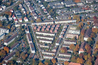 Aerial photograpy of District Nordstadt in Karlsruhe in the state Baden-Wuerttemberg, Germany