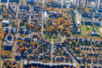 Haydnplatz, Northern Hildapromenade and Moltkestr in the district Weststadt in Karlsruhe in the state Baden-Wuerttemberg, Germany