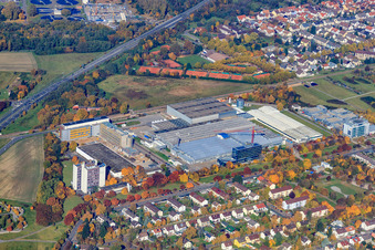 L'OREAL Produktion Deutschland GmbH & Co. KG from the south in the district Nordweststadt in Karlsruhe in the state Baden-Wuerttemberg, Germany
