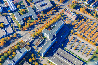 District Knielingen in Karlsruhe in the state Baden-Wuerttemberg, Germany from above