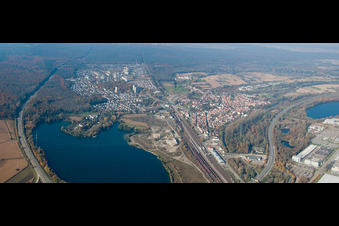 Oblique view of From the east in Wörth am Rhein in the state Rhineland-Palatinate, Germany