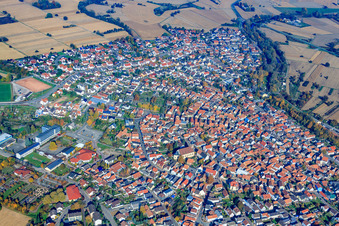 City center from the west in Hagenbach in the state Rhineland-Palatinate, Germany