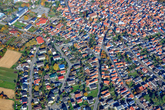 Raiffeisenstr in Hagenbach in the state Rhineland-Palatinate, Germany from above