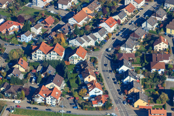 Aerial view of Habsburger Allee x Drachenfelsstrasse in Hagenbach in the state Rhineland-Palatinate, Germany