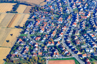 Oblique view of Habsburger Allee x Drachenfelsstrasse in Hagenbach in the state Rhineland-Palatinate, Germany