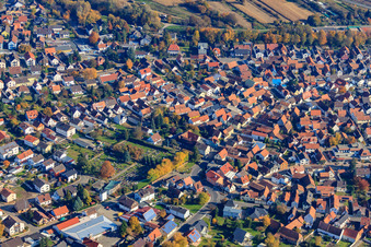 Aerial view of Old Cemetery in Hagenbach in the state Rhineland-Palatinate, Germany