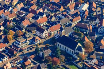 Aerial view of Ludwigstraße local community Hagenbach in Hagenbach in the state Rhineland-Palatinate, Germany