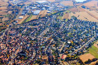 Downtown from the northwest in Hagenbach in the state Rhineland-Palatinate, Germany