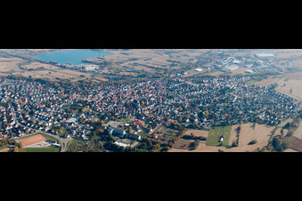 Panoramic perspective Town View of the streets and houses of the residential areas in Hagenbach in the state Rhineland-Palatinate, Germany