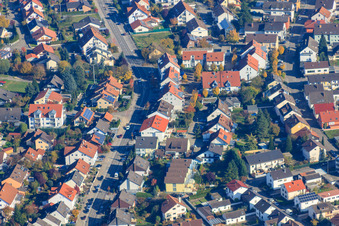Habsburg Avenue in Hagenbach in the state Rhineland-Palatinate, Germany seen from above