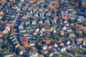 Aerial view of Zeppelinstr in Hagenbach in the state Rhineland-Palatinate, Germany