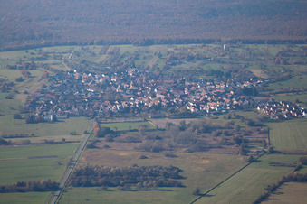 Oblique view of District Büchelberg in Wörth am Rhein in the state Rhineland-Palatinate, Germany