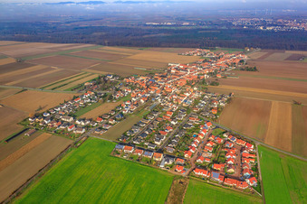 Aerial view of Tobacco village from the south in the district Hayna in Herxheim bei Landau in the state Rhineland-Palatinate, Germany