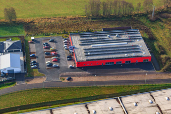 Aerial photograpy of Bienwald Fitness in the district Minderslachen in Kandel in the state Rhineland-Palatinate, Germany