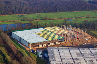 Gazely Logistics Center 2nd construction phase for STS Group in the district Minderslachen in Kandel in the state Rhineland-Palatinate, Germany seen from above