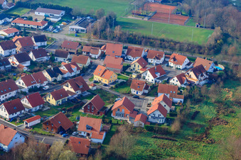 Aerial view of New development area Nachtweide in Winden in the state Rhineland-Palatinate, Germany