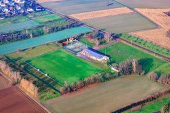 Aerial photograpy of Sports field of SpVgg. Oberhausen-Barbelroth in Barbelroth in the state Rhineland-Palatinate, Germany