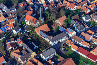 Aerial view of Main Street in Barbelroth in the state Rhineland-Palatinate, Germany
