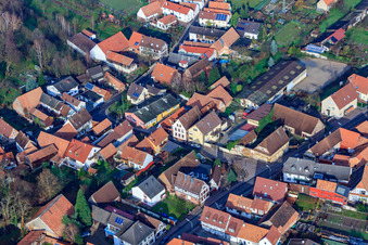 Aerial photograpy of Main Street in Barbelroth in the state Rhineland-Palatinate, Germany