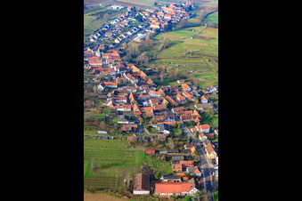 Aerial view of Village view from the east in Oberhausen in the state Rhineland-Palatinate, Germany