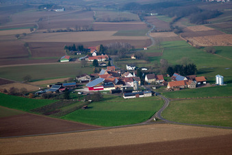 District Deutschhof in Kapellen-Drusweiler in the state Rhineland-Palatinate, Germany out of the air