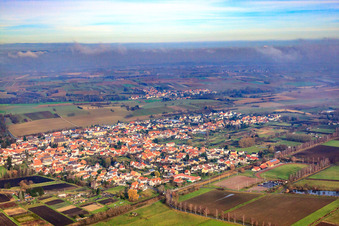 Aerial view of Village view from the southwest in Steinfeld in the state Rhineland-Palatinate, Germany