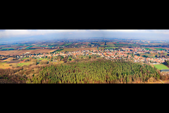 Panorama of the village view in the district Schaidt in Wörth am Rhein in the state Rhineland-Palatinate, Germany